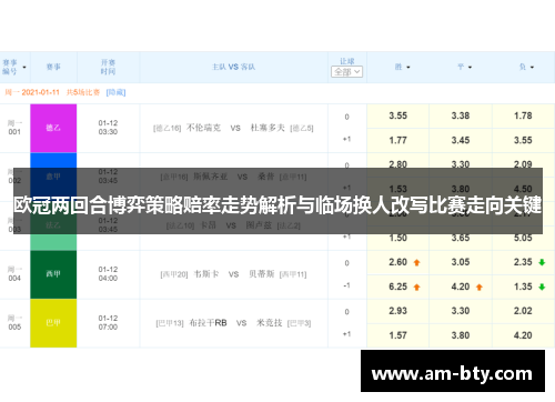 欧冠两回合博弈策略赔率走势解析与临场换人改写比赛走向关键 欧冠两回合博弈策略赔率走势解析与临场换人改写比赛走向关键